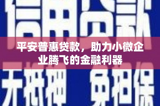 潍坊平安普惠贷款，助力小微企业腾飞的金融利器