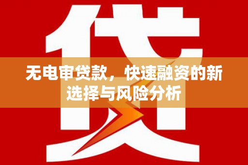 宁陕无电审贷款，快速融资的新选择与风险分析