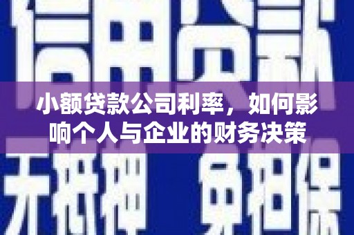 双塔小额贷款公司利率，如何影响个人与企业的财务决策