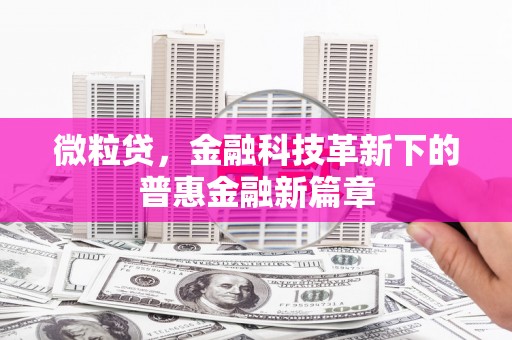 澄迈微粒贷，金融科技革新下的普惠金融新篇章